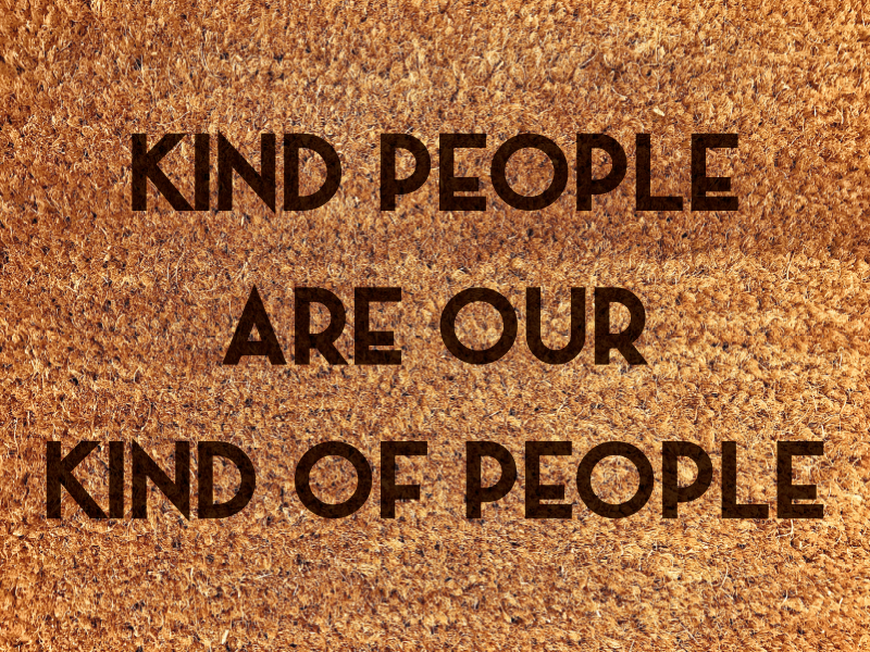 Kind people welcome entrance hall vinyl rug - TenStickers