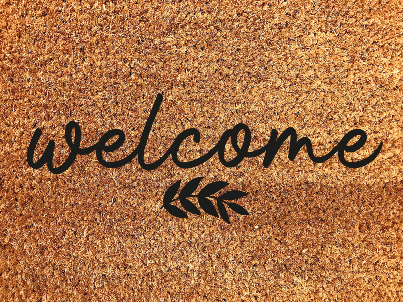 Welcome coconut fiber entrance hall vinyl rug - TenStickers