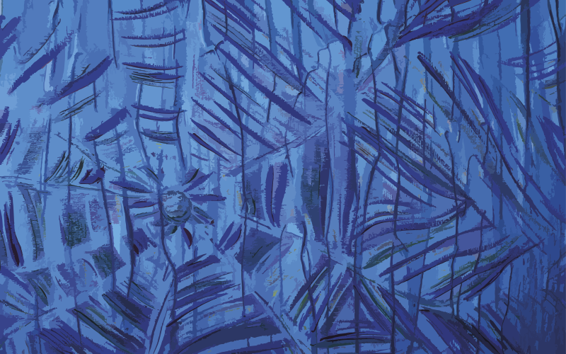 Blue ink area rug modern rug - TenStickers