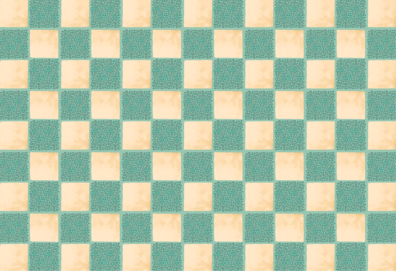 Green checkerboard tile vinyl rug - TenStickers