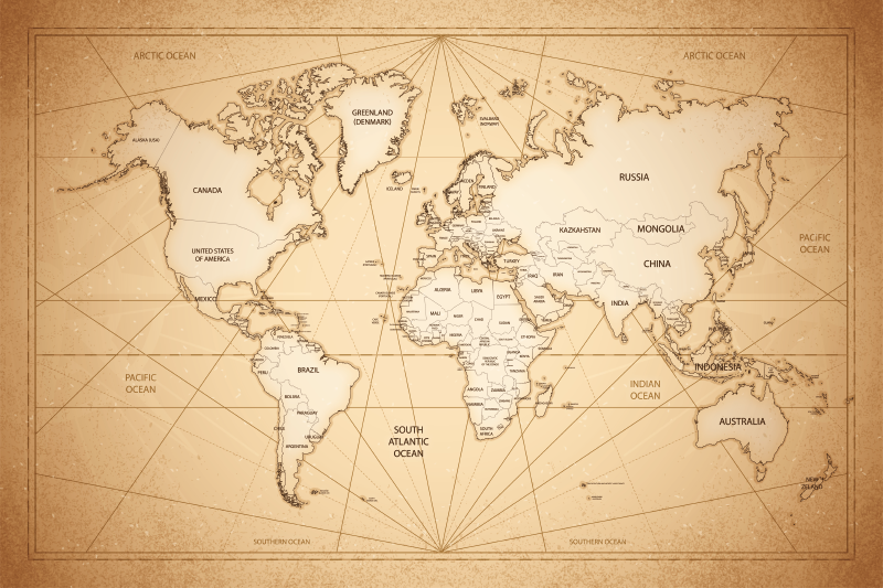 World Map Art bedroom vinyl rug - TenStickers