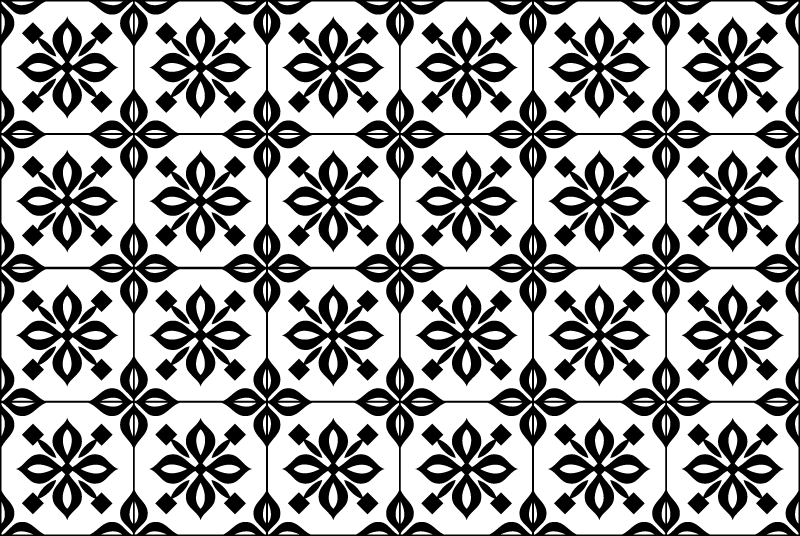 Black white mosaic living room vinyl rug - TenStickers
