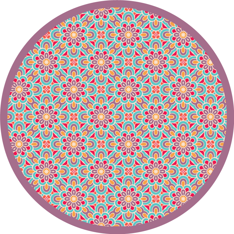 Mandala vinyl rug with colorful floral design - TenStickers