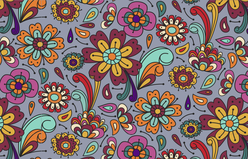 Floral vinyl rug with lively botanical designs - TenStickers