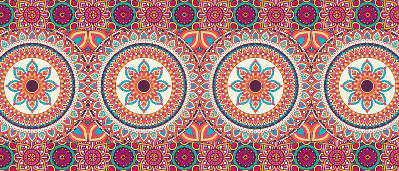 Vibrant arrangement mandala vinyl rug - TenStickers
