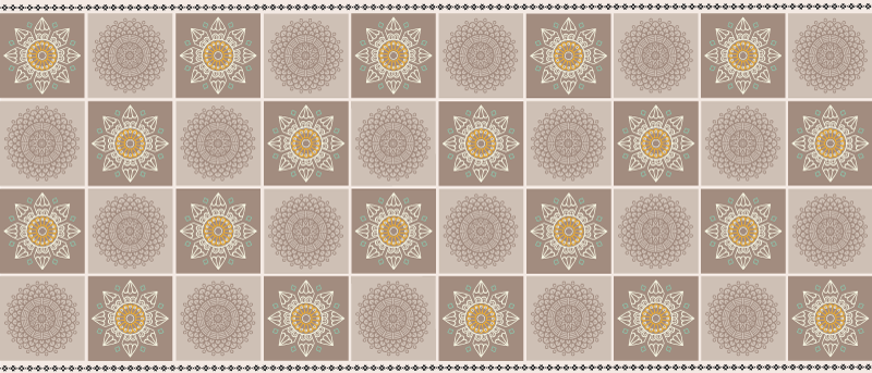 Intricate floral tiles mandala vinyl rug - TenStickers