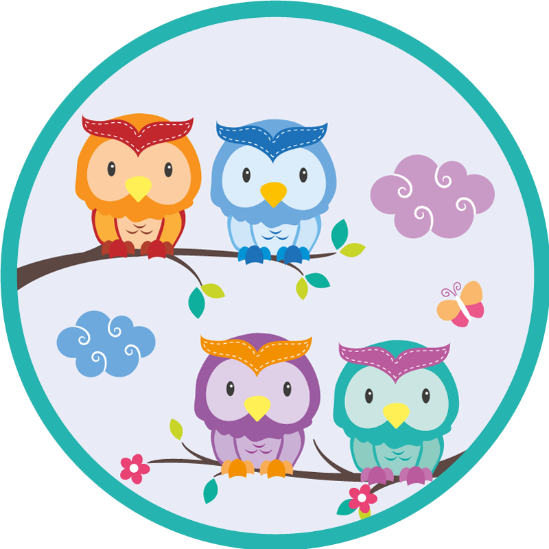 Colorful Owl Family nursery vinyl rug - TenStickers
