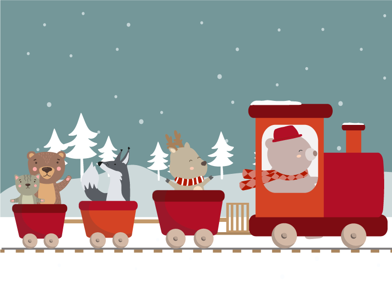 Animal Train Adventure kids vinyl rug - TenStickers