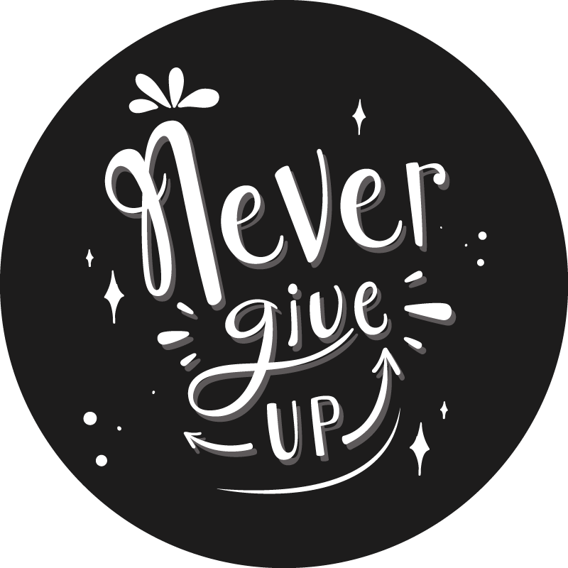 Custom rug black design never give up - TenStickers
