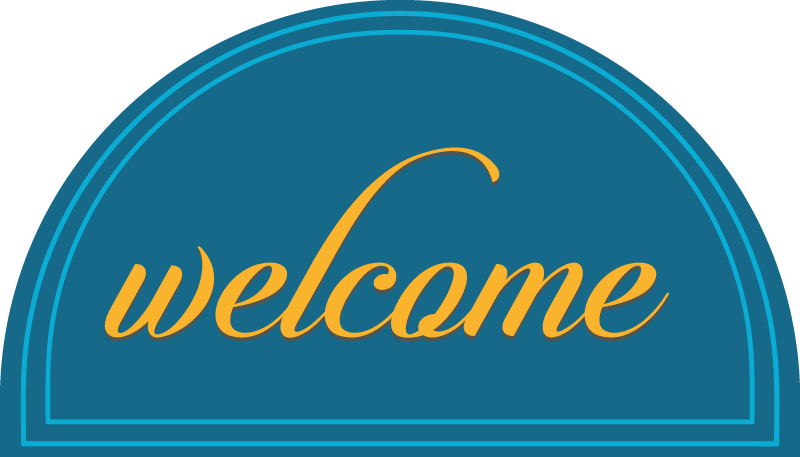 Entrance hall vinyl rug in blue welcome design - TenStickers