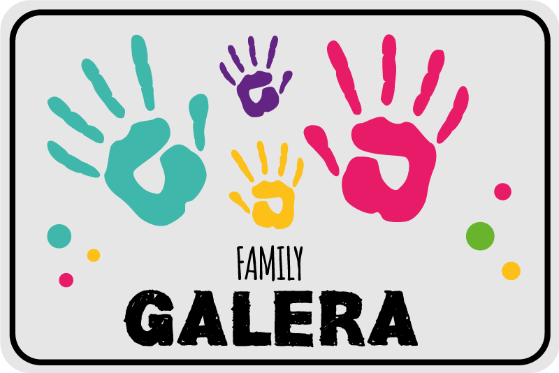 Handprints with family name entrance hall vinyl rug - TenStickers