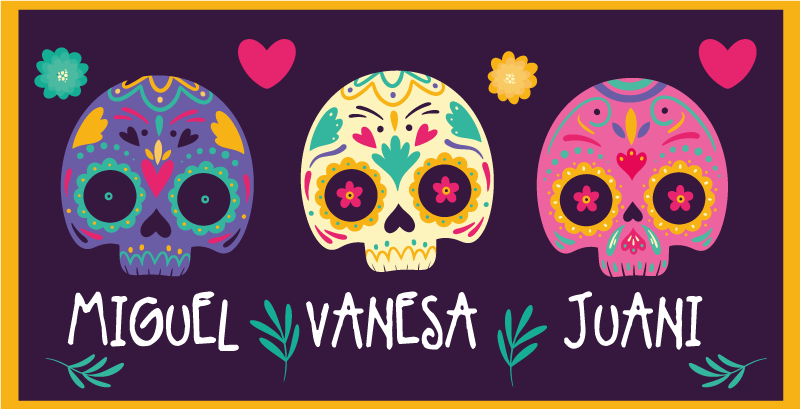 Custom colorful skulls entrance hall vinyl rug - TenStickers