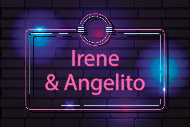 Neon couple names teen vinyl rug - TenStickers