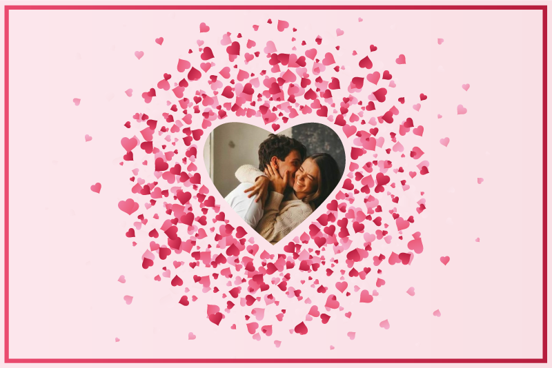 Heart shape with photo bedroom vinyl rug - TenStickers