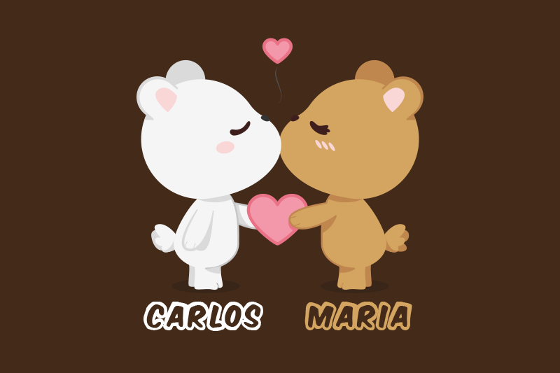 Cute bear couple custom vinyl rug - TenStickers