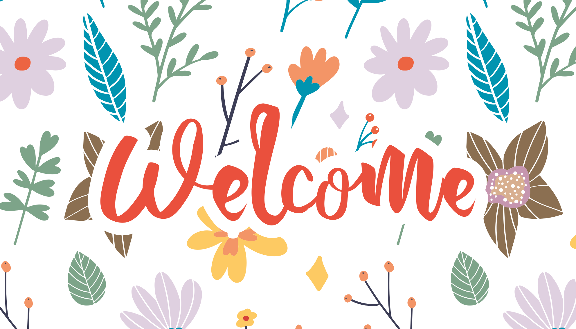 Welcome flower design entrance hall vinyl rug - TenStickers