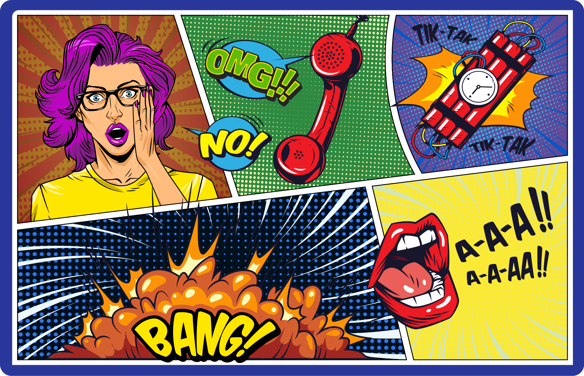 Comic style reactions teen vinyl rug - TenStickers