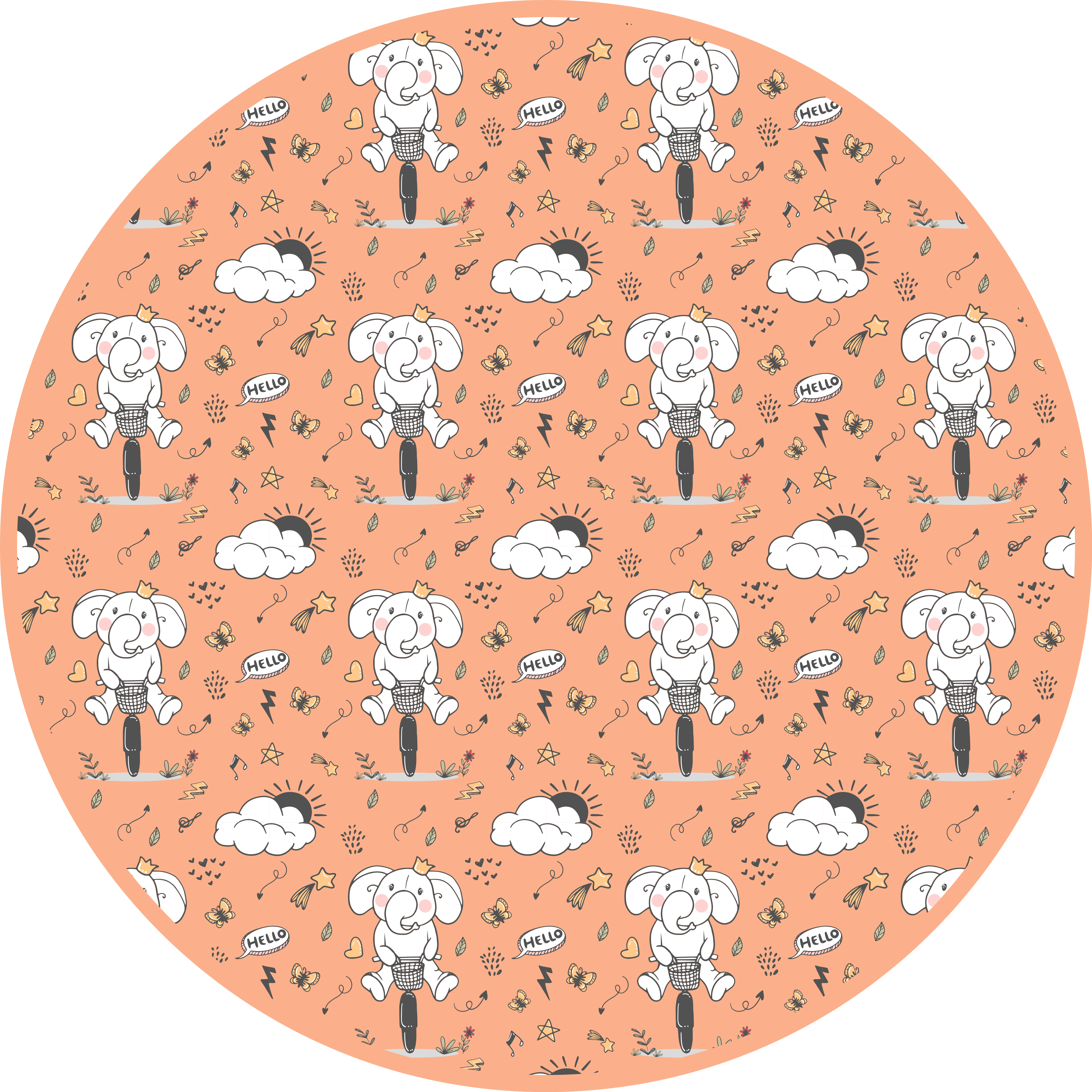 Cheerful Elephant Theme kids vinyl rug - TenStickers