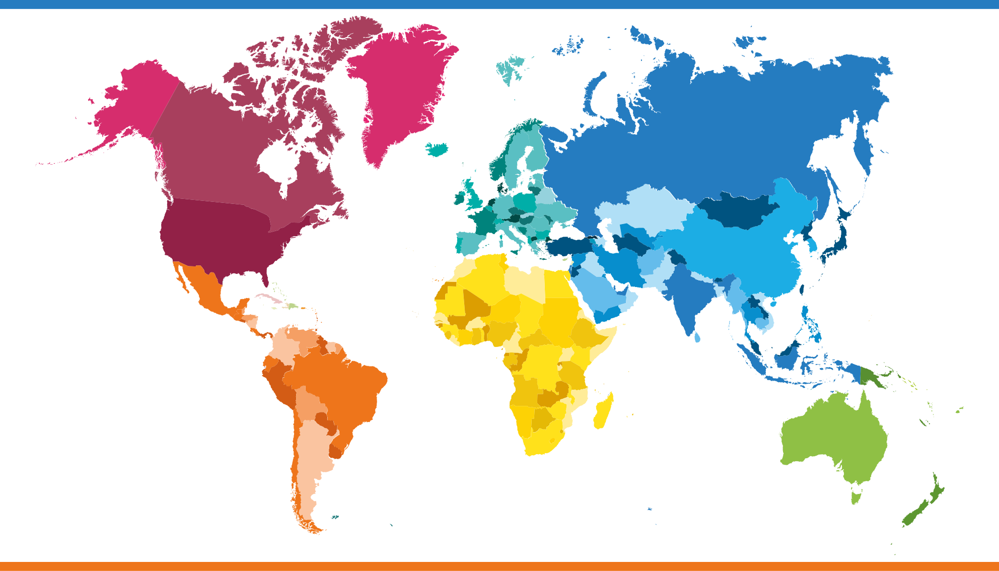 World map vinyl rug in vibrant colors - TenStickers