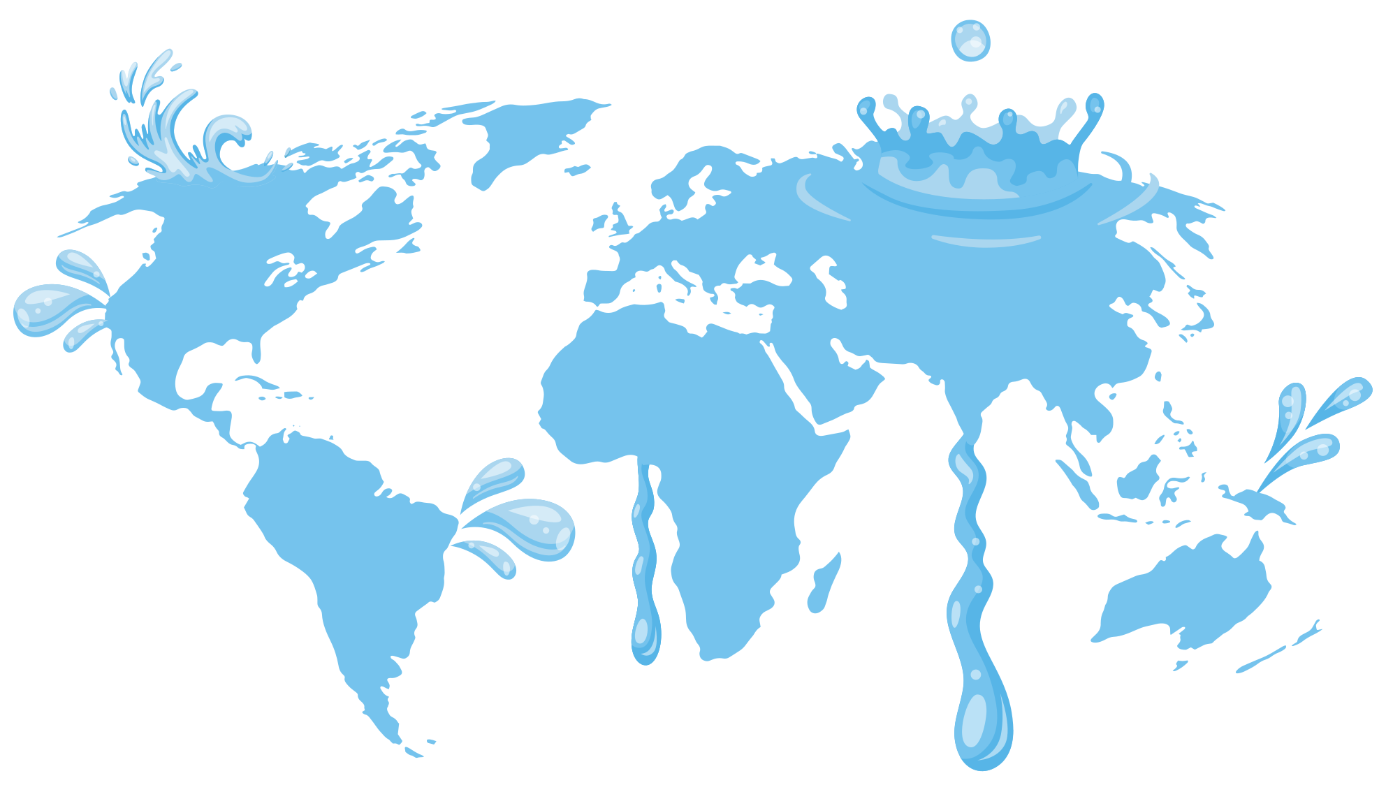 Blue water design world map vinyl rug - TenStickers