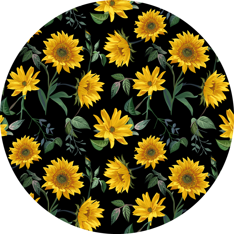 Sunflower Botanical Emblem floral vinyl rug - TenStickers