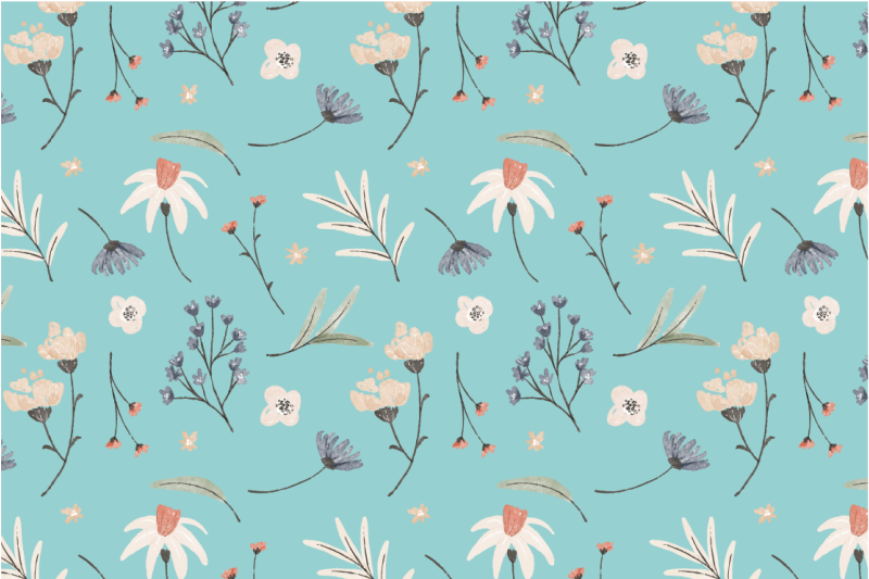 Floral vinyl rug with blooming floral designs - TenStickers