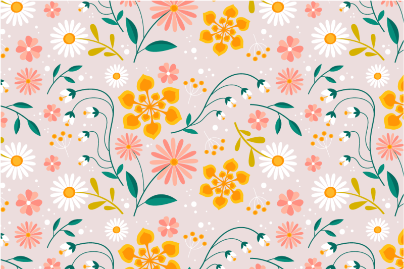 Floral vinyl rug with daisy field design - TenStickers