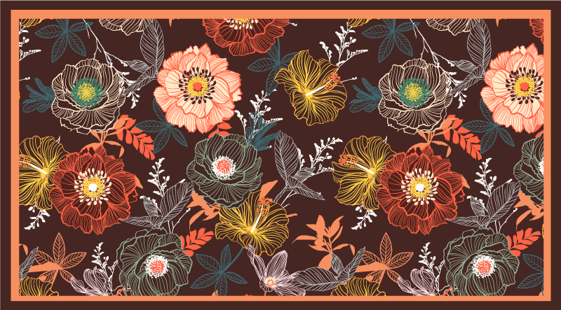 Floral vinyl rug in vintage burst design - TenStickers