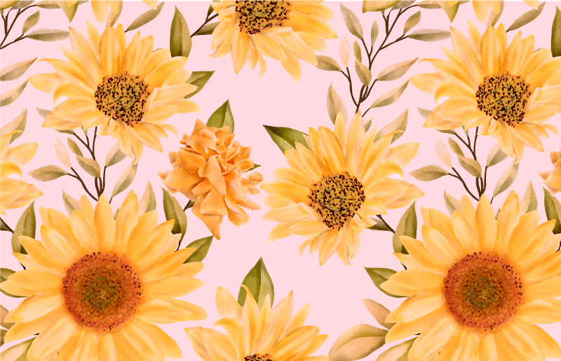 Sunflower Botanical Idea floral vinyl rug - TenStickers
