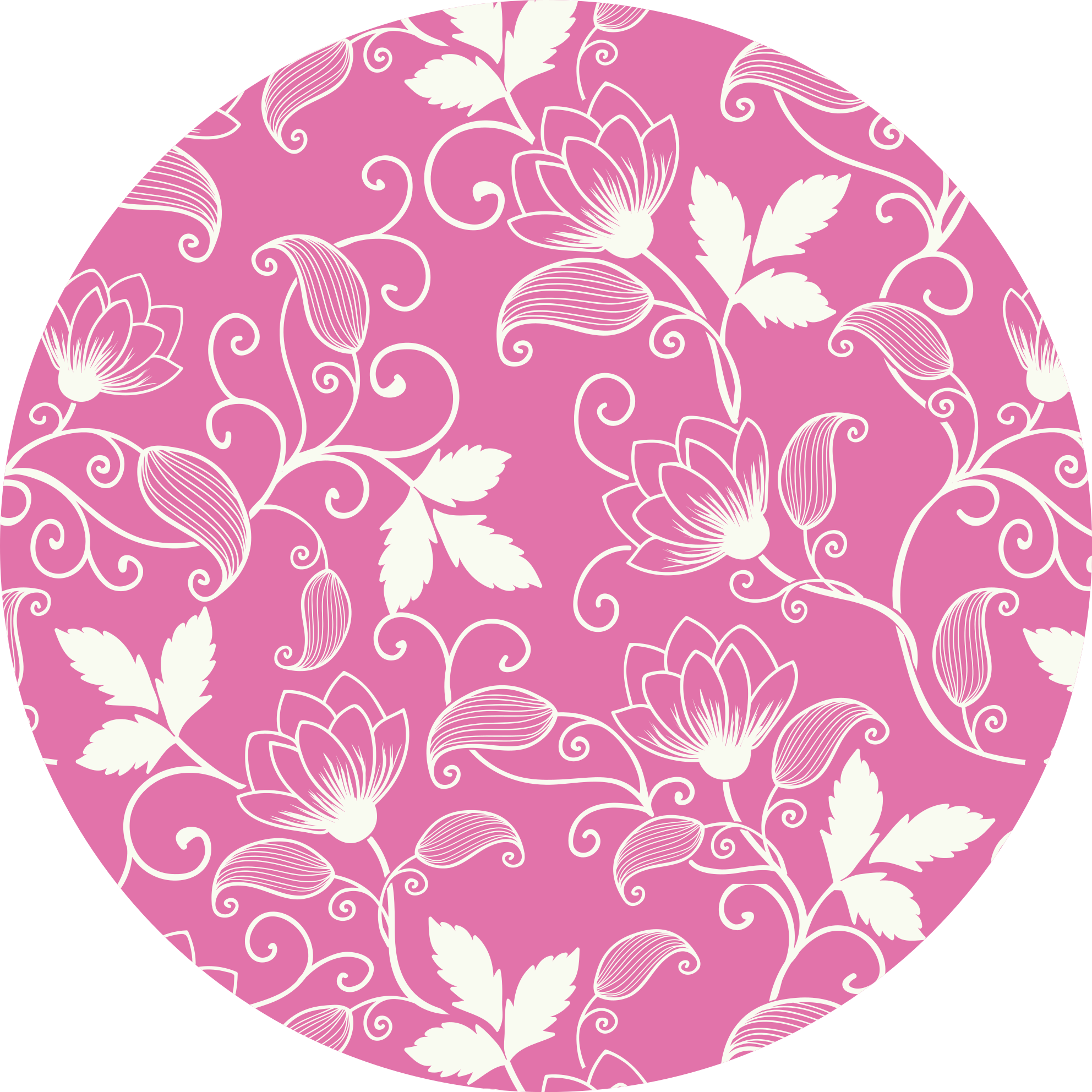 Pink Flower Curves floral vinyl rug - TenStickers