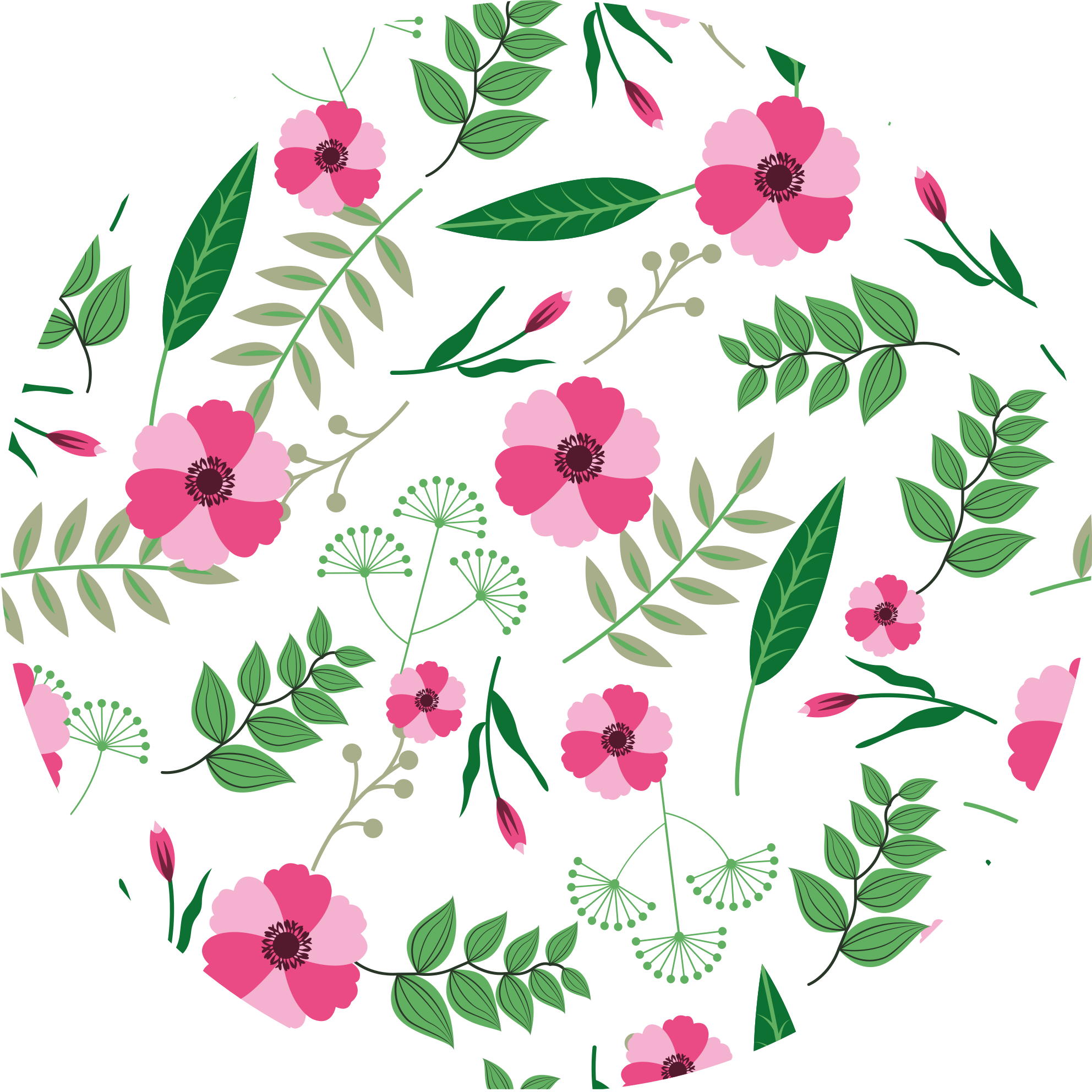 Delightful Floral Motif floral vinyl rug - TenStickers