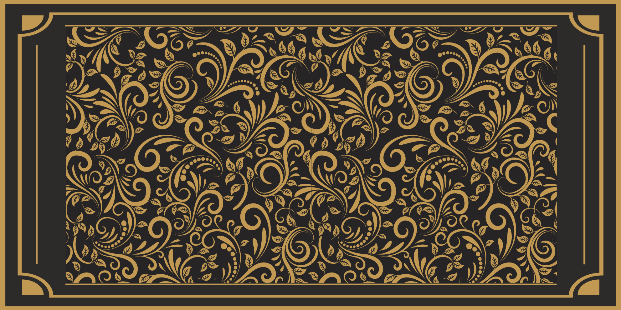 Golden elegant foliage hall vinyl rug - TenStickers