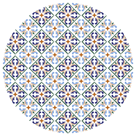 Geometric blue shades tile vinyl rug - TenStickers