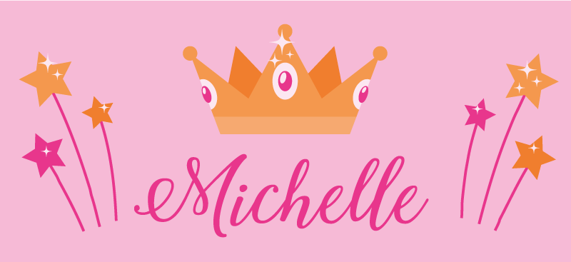 Wands and crown with name kids vinyl rug - TenStickers