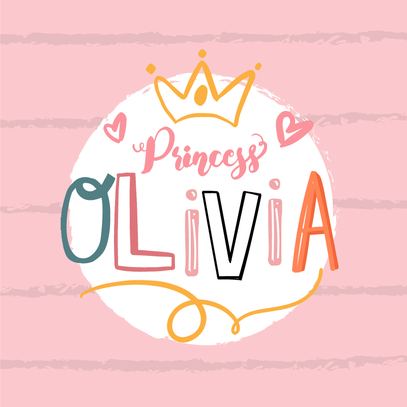 Crowned princess with name kids vinyl rug - TenStickers