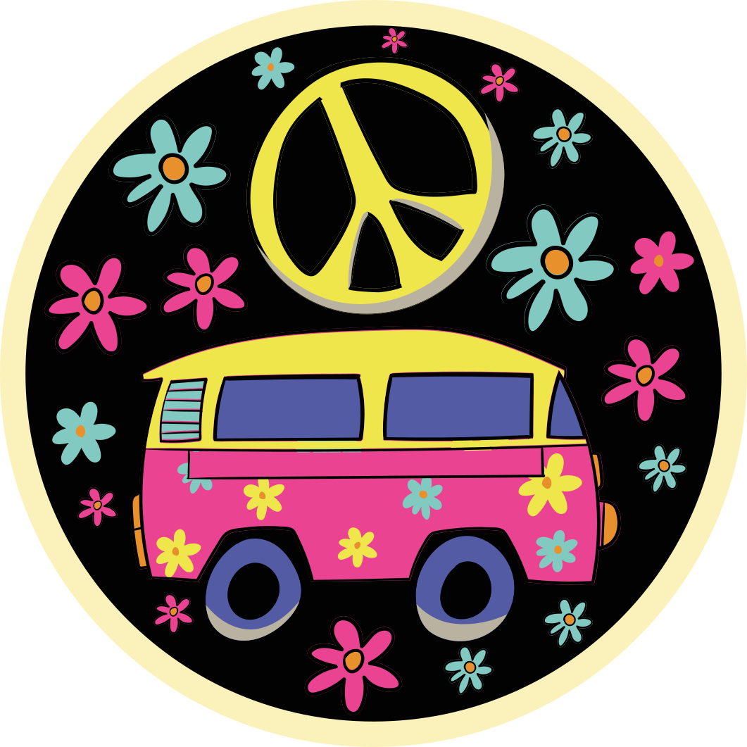 Flower Power Van kids vinyl rug - TenStickers
