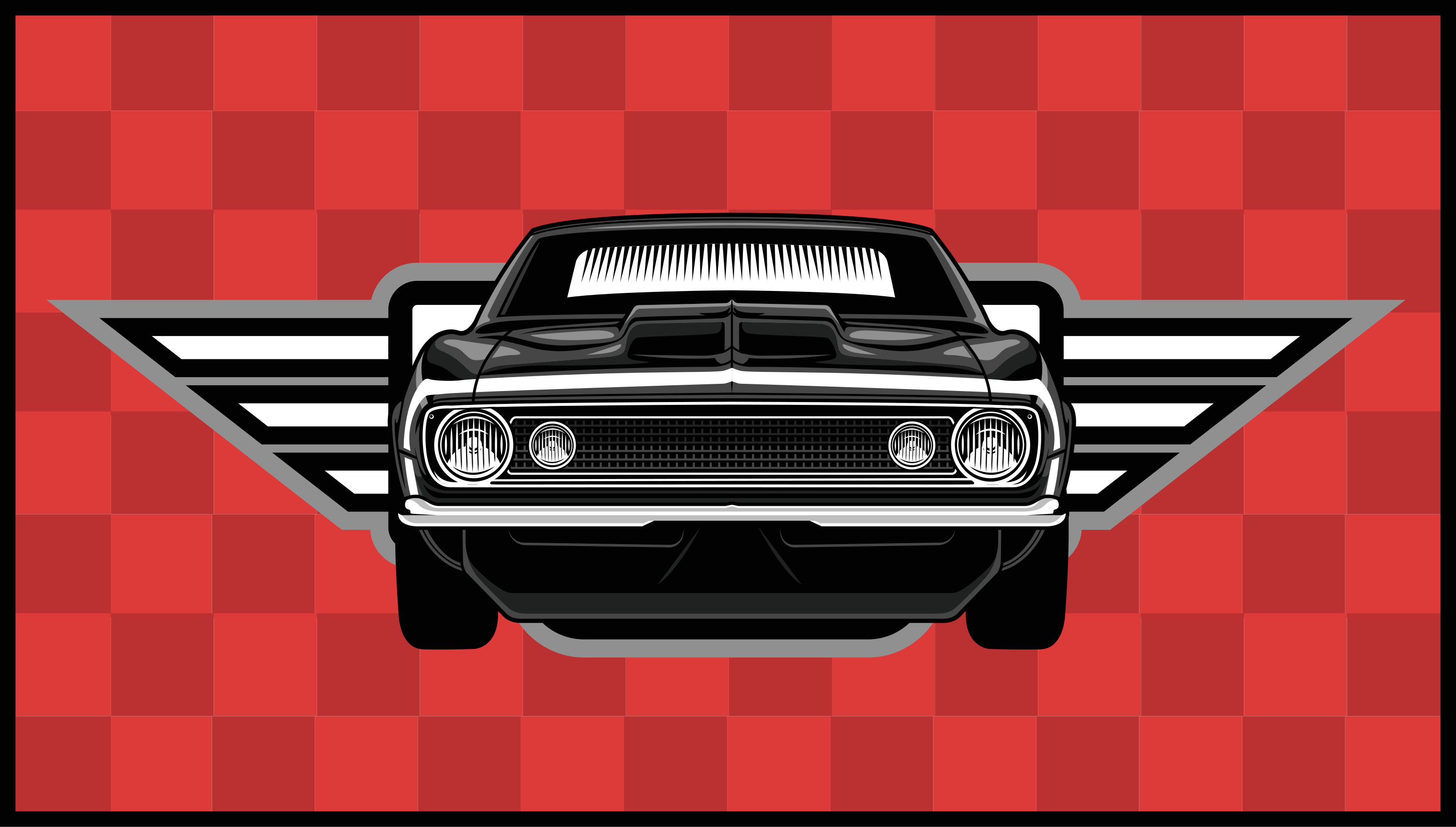 Checkered Muscle Car kids vinyl rug - TenStickers