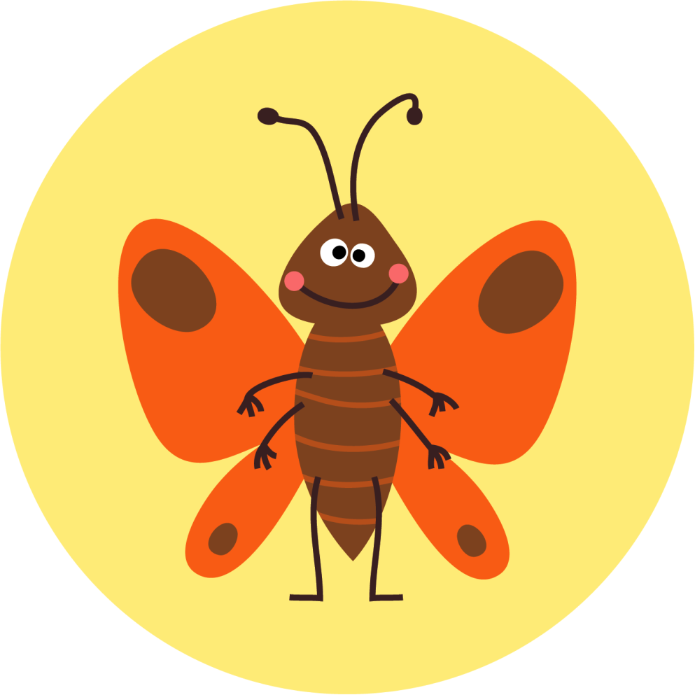 Cheerful Butterfly Character kids vinyl rug - TenStickers