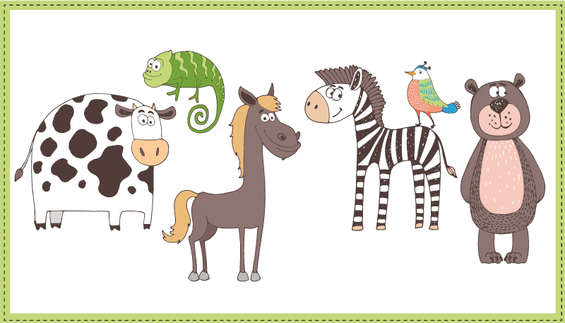 Cute Animal Friends kids vinyl rug - TenStickers