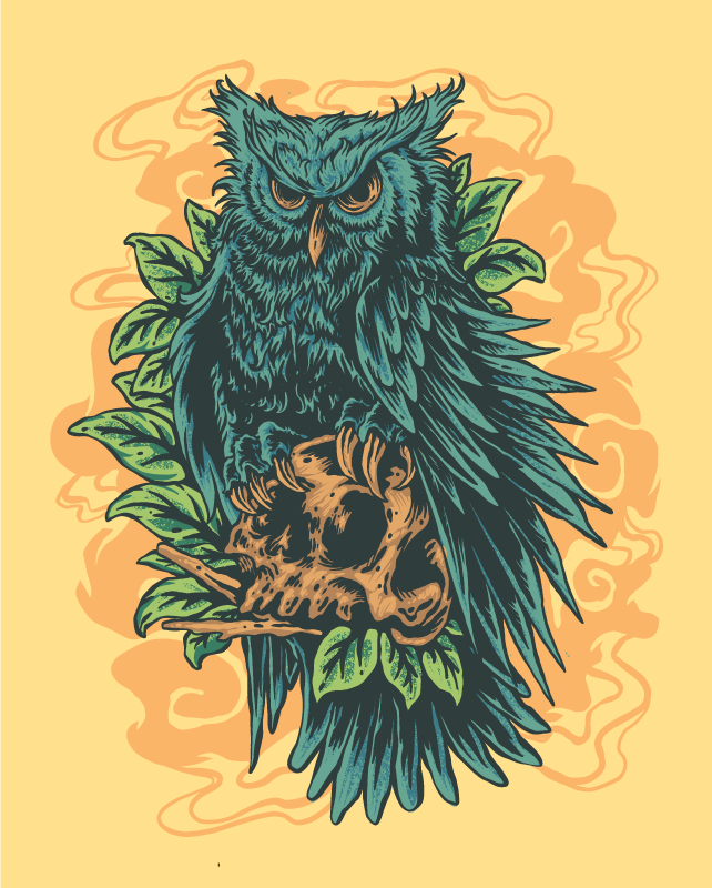 MYSTICAL OWL ART animal print vinyl rug - TenStickers