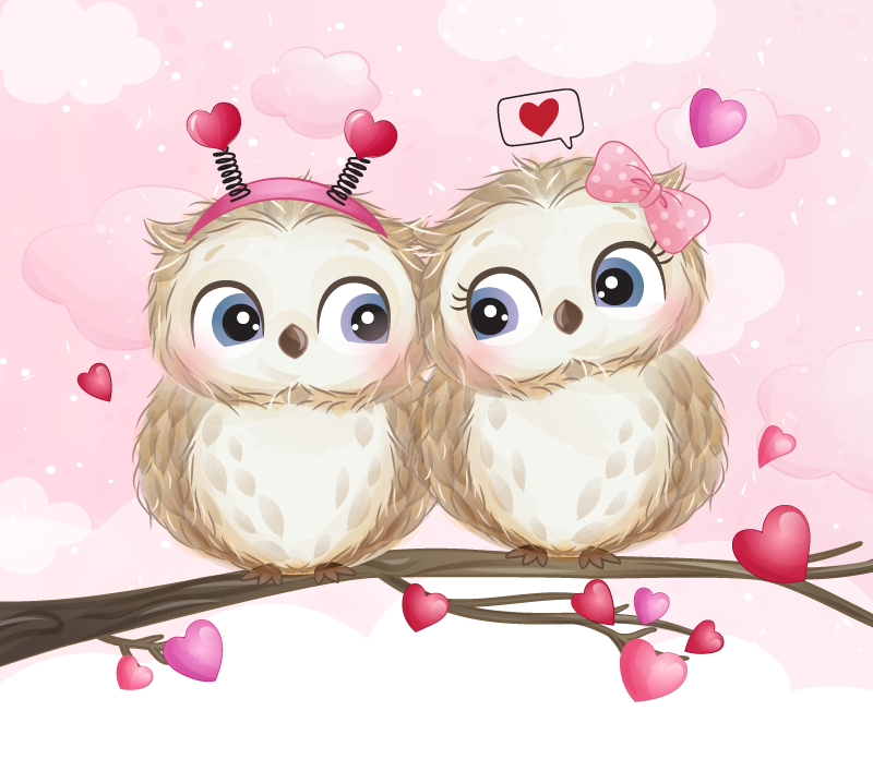 Cute owl couple bedroom vinyl rug - TenStickers