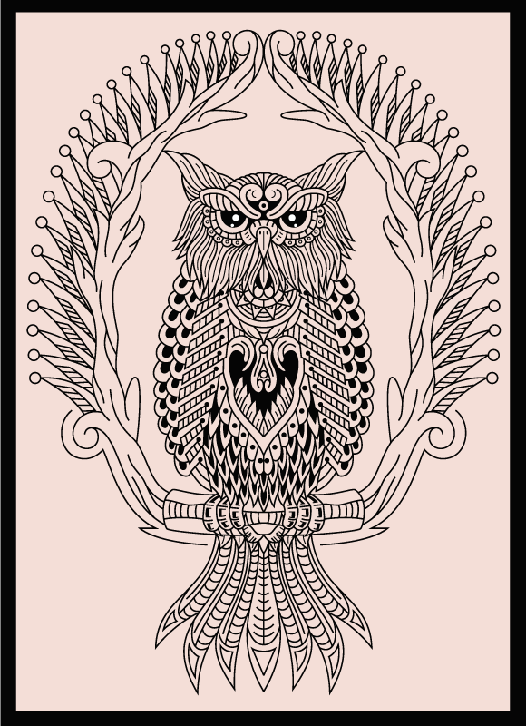 Owl Mandala Design animal vinyl rug - TenStickers