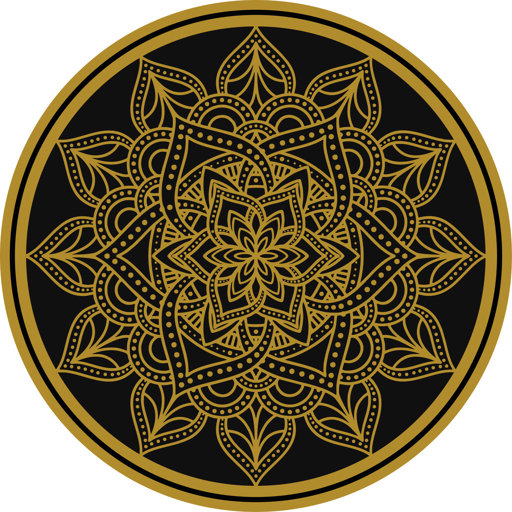 Golden Sun form mandala vinyl rug - TenStickers