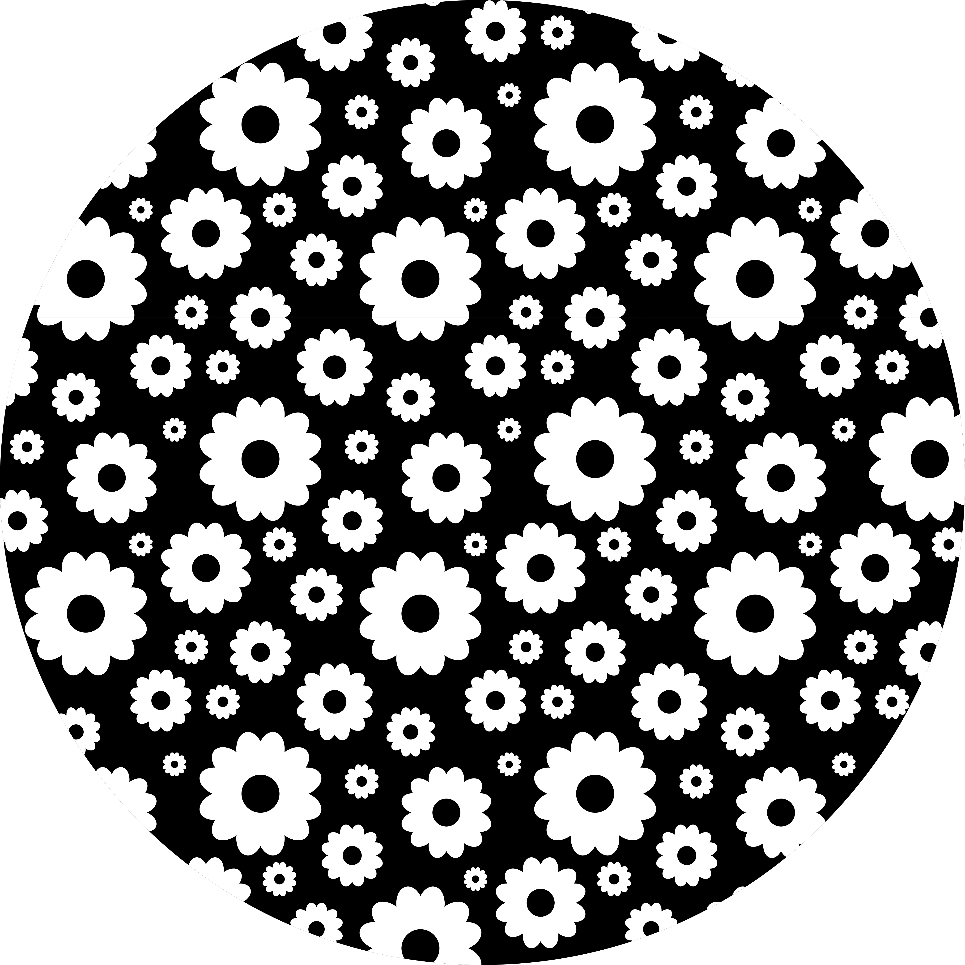 BLACK FLOWER PATTERN floral vinyl rug - TenStickers