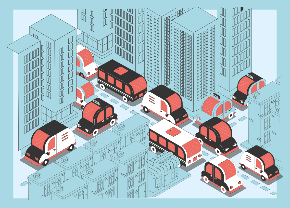 City Traffic Scene road vinyl rug - TenStickers