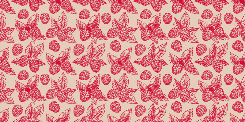Raspberry leaf pattern kitchen vinyl rug - TenStickers