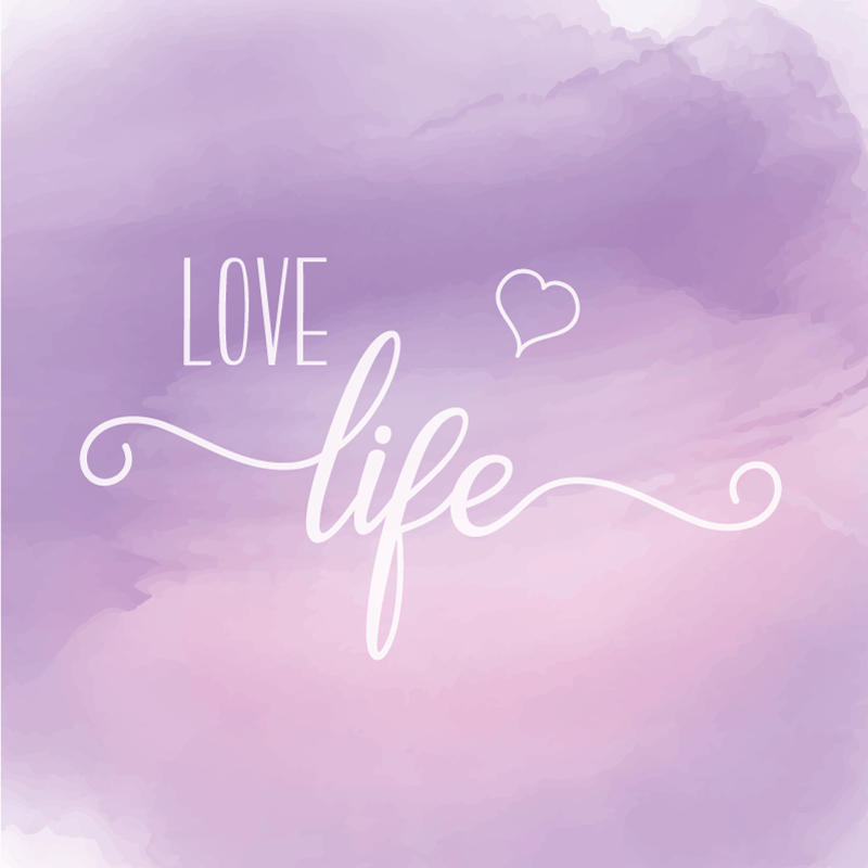 Love life on purple stain square vinyl rug - TenStickers