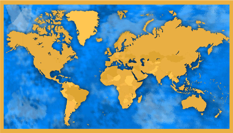 Golden and blue map world map vinyl rug - TenStickers