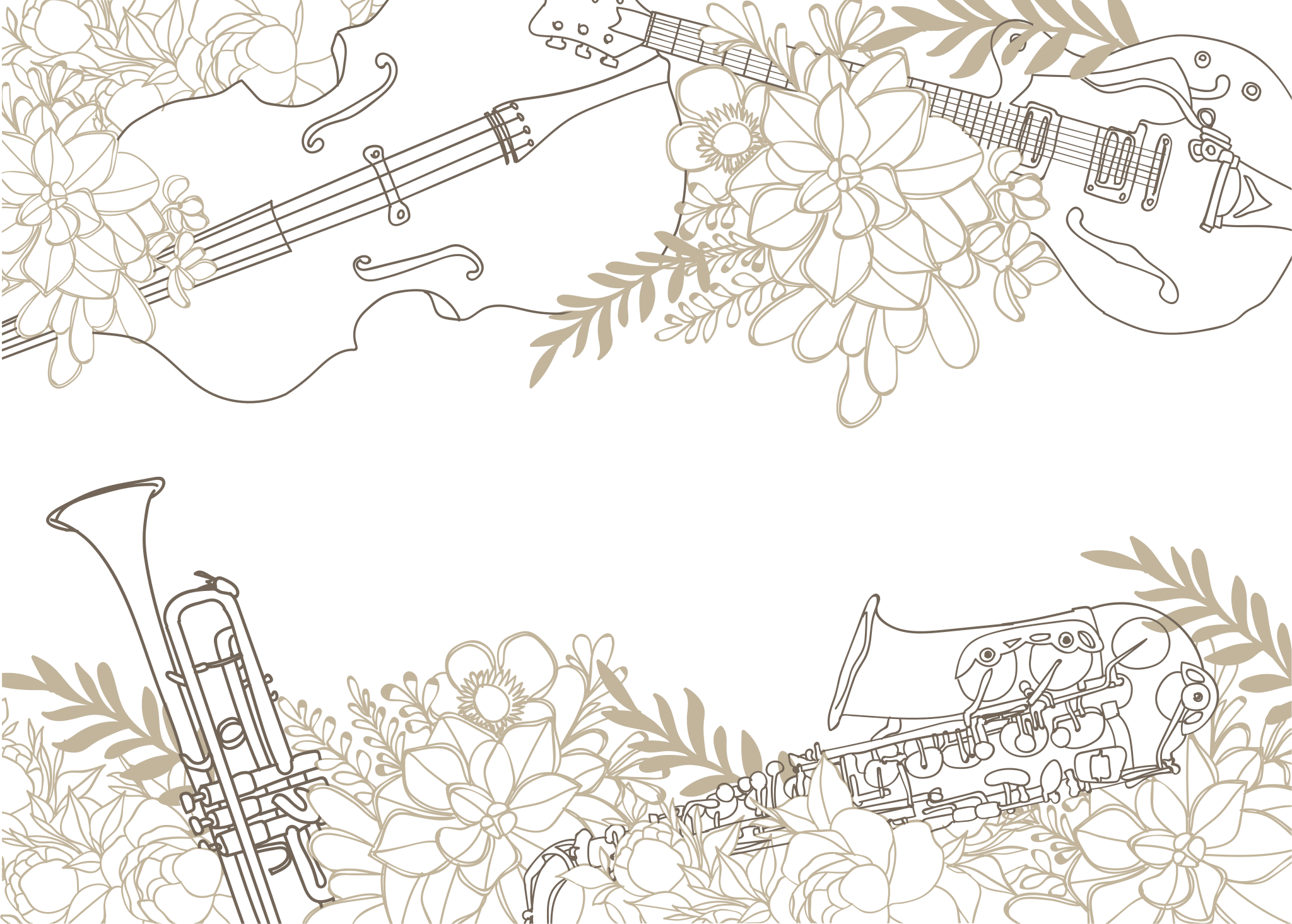 Melodic Flower Composition floral vinyl rug - TenStickers