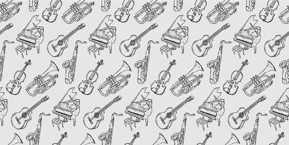 Musical Instruments Pattern kids vinyl rug - TenStickers